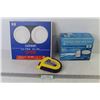 Image 1 : Luxway Slim Disk Lights (NIB) - (2) 3" Recessed Light Twin Pack - 100' Speedy Wind Measuring Tape