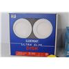 Image 2 : Luxway Slim Disk Lights (NIB) - (2) 3" Recessed Light Twin Pack - 100' Speedy Wind Measuring Tape