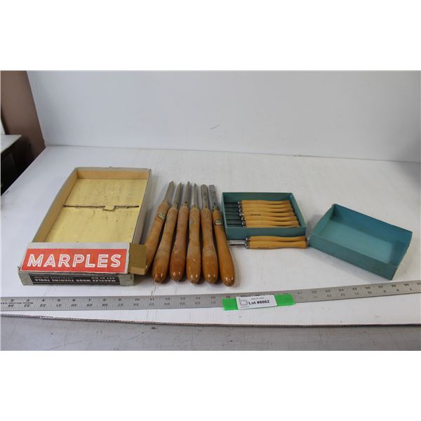 (6) Marples Chisels, (10) Brookstone Small Chisels