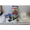 Image 1 : Hard Hat, Clear Plastic Hose, Tuning Meter, Gas Meter, 3L Foot Pump, Assorted Gardening Hardware