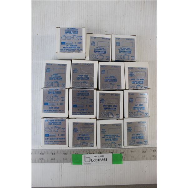 Assorted Shaper Cutters - Quarter Round, Grooves, Glue Joine, Jointer, Drop Leaf Cove, Ogee, Cupboar