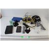Image 1 : Blackweb Power Bank, (2) Glass Insulators, Assorted Phone cables, Office Depot Baseball Cap