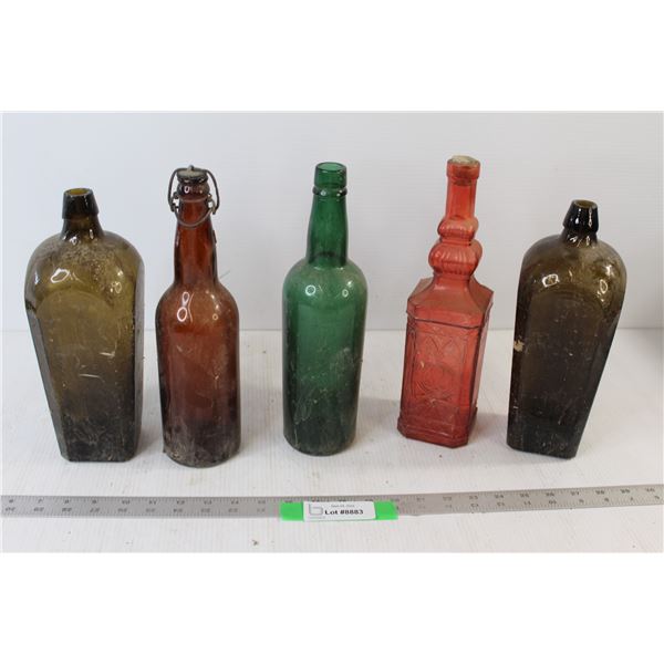 (5) Coloured Glass Bottles