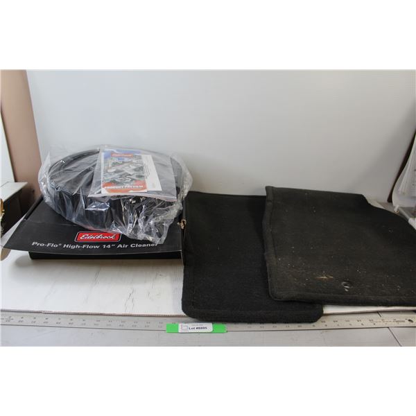 Edelbrock High Flow 14" Air Cleaner, (2) Car Floor Mats