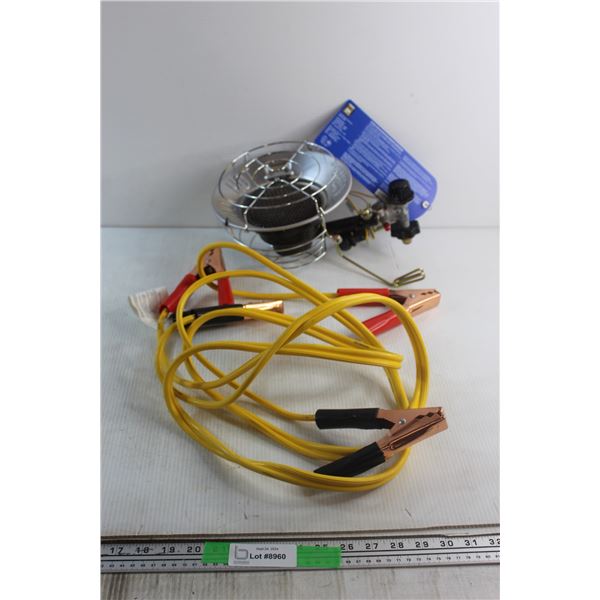 Jumping Cables and Power Fist Portable Infra Red Heater for Non Residential Space Heating - Untested