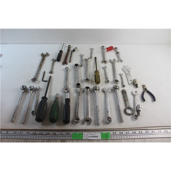 Assorted Ratchet and Imperial Wrenches