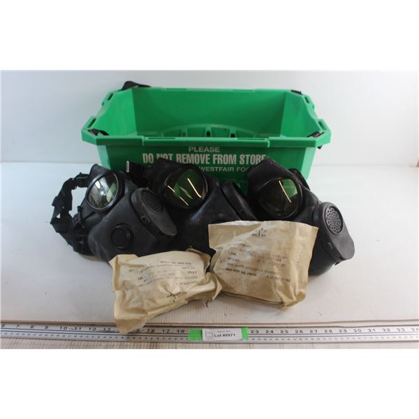 (3) Gas Masks with Filters and Shopping Basket