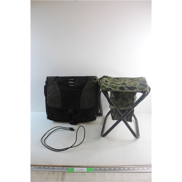 Foldable Stool, Coaxial Cable and Targus Laptop Bag