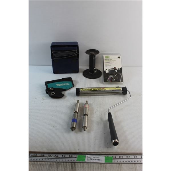 Air Car Compressor, Paint Roller Frame, Magnetic Vent Mount and Assorted Items