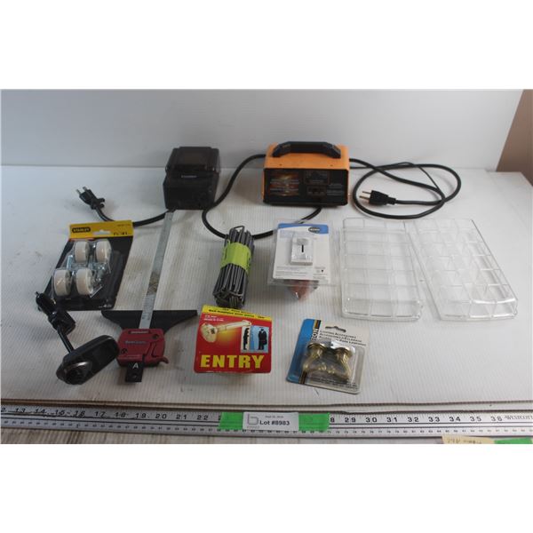 Eliminator Battery Charger Maintainer, Stanley Light Duty Casters, Slide Dimmer w/ ON/OFF Preset Swi