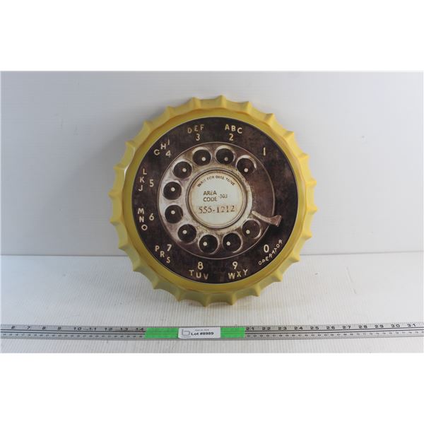 14'' Bottle Cap Wall Decoration - Rotary Phone