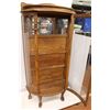 Image 2 : * Antique Curved Glass Lion Footed Oak Cabinet - 32" x 15" x 62"High - Glass Has Break, Missing Hand