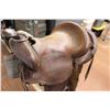 Image 11 : * 15" Saddle, Kenway (Stamped 2801) Rawhide Covered Wood Tree, 6" Gullet Width, 33" Cinch & Stand, H