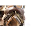 Image 5 : * 15" Saddle, Kenway (Stamped 2801) Rawhide Covered Wood Tree, 6" Gullet Width, 33" Cinch & Stand, H