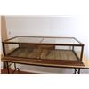 Image 1 : * Antique Wood & Glass Display Case w/ Sliding Doors - 59" x 27" x 14"