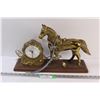 Image 1 : New Haven Clock & Metal Cast Horse Mantel Clock (Electric) - 18" x 11" x 6" & Cowboy Tie