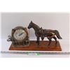 Image 1 : Snider Electric Clock w/ Metal Cast Horse Mantel Clock - 17" x 6" x 9"