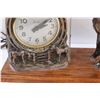 Image 3 : Snider Electric Clock w/ Metal Cast Horse Mantel Clock - 17" x 6" x 9"