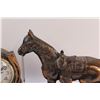 Image 4 : Snider Electric Clock w/ Metal Cast Horse Mantel Clock - 17" x 6" x 9"