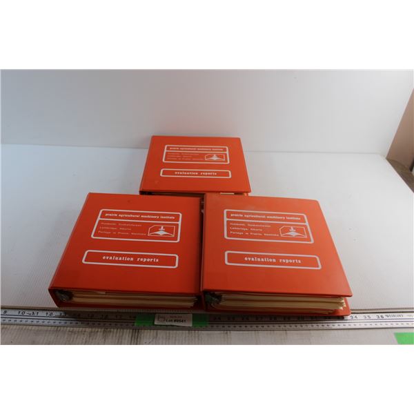 (3) Prairie Agricultural Machinery Institute - Evaluation Reports - Complete Binders of Farm Equipme