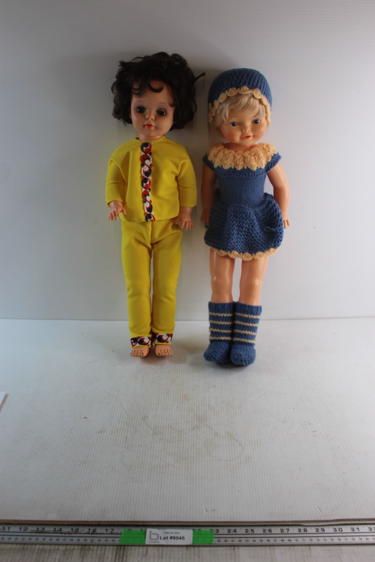 Vintage 1960s Regal Canada 24'' Walking Doll- Model 248T with Blue Bonnet, Dress and Socks 24'' Mo