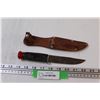 Image 1 : Solingen Hunting Knife w/Sheath - some wear - 8.5"