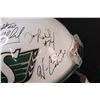 Image 4 : *Saskatchewan Roughriders Helmet 2002 - Signed: # 20, 74, 67, 89, 42, 68, 98, 72, 60, 20, ?)