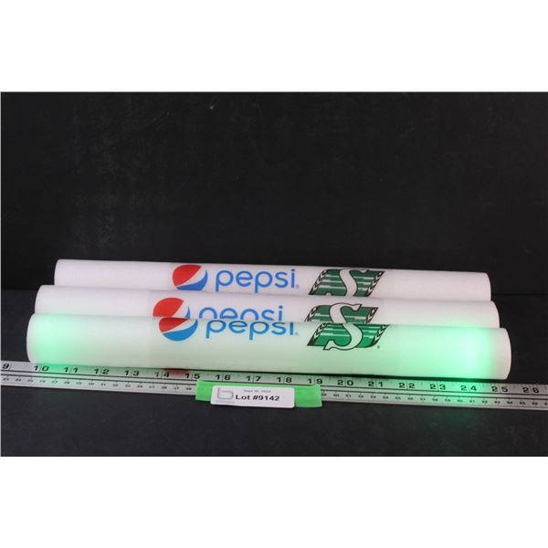 (3) Saskatchewan Roughriders Foam Light-up Cheer Sticks - 16" Long (Two May Need Batteries)