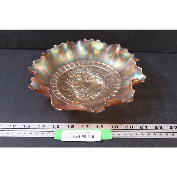 Dugan Wildflower Marigold Carnival Ruffle Glass Dish - 9"