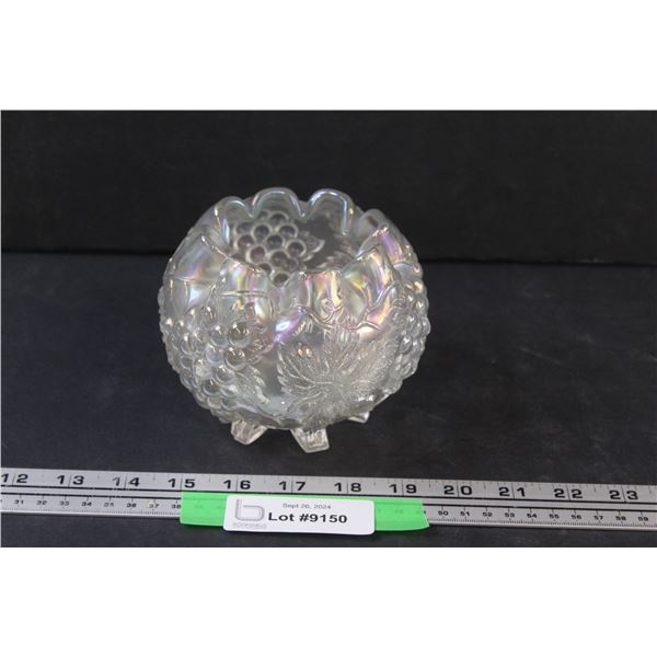 Dugan White Glass Irridescent Grape Delight Rose Bowl - 5" x 4"