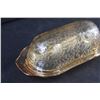 Image 2 : Jeanette Floragold Glass Butter Dish - 7" x 3"