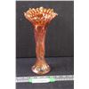 Image 1 : Fenton Marigold Carnival Glass Diamond & Rib Vase - 9.75" x 5"
