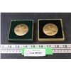 Image 1 : (2) Ducks Unlimited Coin Tokens (2") in Cases - American Wigeon and Lesser Scaup By Angus Short