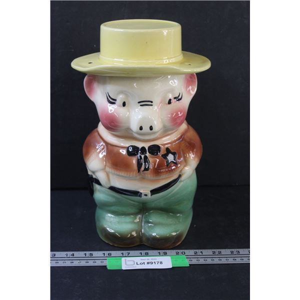 Robinson Ransbottom (RRP Co.) Cowboy Pig Cookie Jar - 12" x 6"