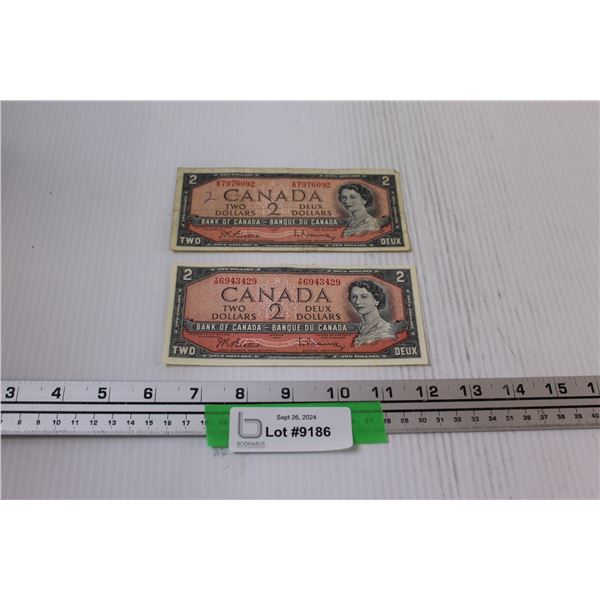 (2) 1954 Canadian Two Dollar Bills