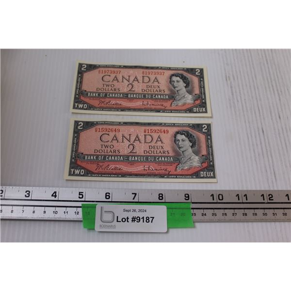 (2) 1954 Canadian Two Dollar Bills