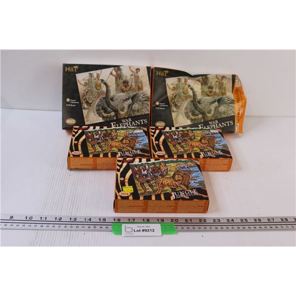 (5) HAT Jungle & Elephants 1:72 Model Scale Figurine Sets