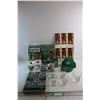 Image 1 : Saskatchewan Roughrider Items - 2 Boxes Andy Fantuz Flakes (Empty), 5 Collectible Lamb's 100 year Gl
