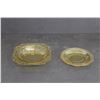Image 1 : (2) Yellow Depression Glass - Possibly Federal or Indiana - Butter Base and Small Saucer