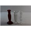 Image 6 : 9'' Glass Vase (Spain) Original and Genuine Recycled Glass plus 2- 8'' Fine Cut Crystal Flower Vases