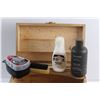 Image 9 : Vintage Esquire Wooden Shoe Care Chest + 14'' Brass Duck Head Shoe Brush + Snowguard Metro Shoe Prot