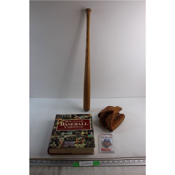 Vladimir Guerrero 2019 Topps Baseball Card PSA 9 + Vintage Red Hawk Baseball Glove + Vintage Hilleri