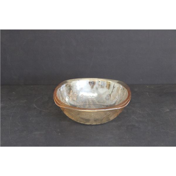 Jeanette Glass Floragold Louisa Pattern Carnival Glass Bowl - 8'' Across - Chip/Crack Free