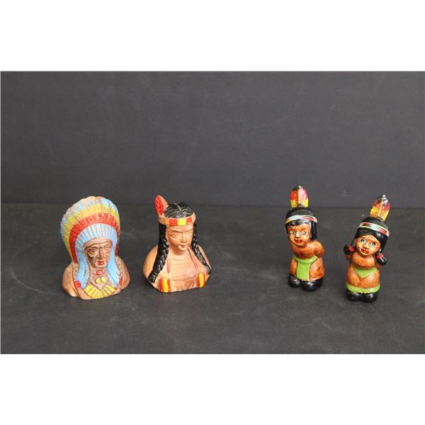 (2) Sets of Vintage Indigenous Salt & Pepper Shakers - Ceramic - Japan