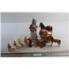 Image 1 : Vintage Ceramic Horses (2) Japan + Salt and Pepper Mountie and Horse + 2 Sets of Saskatchewan Elevat