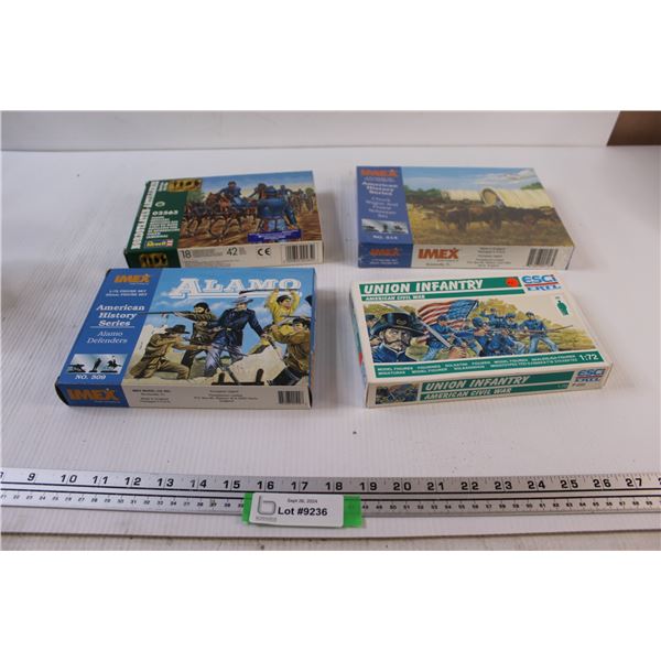 (4) Boxes Soldier Figurine Model Kits - Assorted Scales, (1) Pack is Sealed