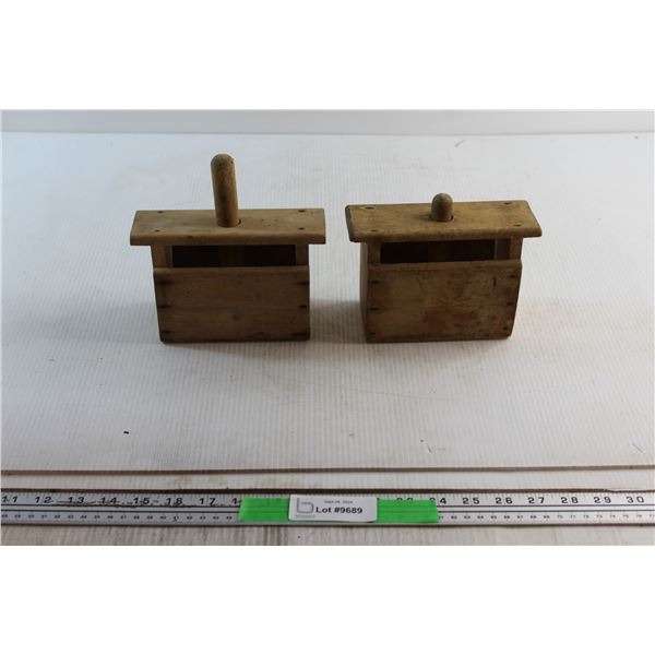 (2) Wooden Butter Moulds