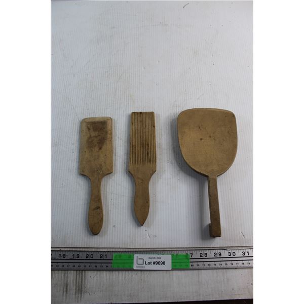 (2) Wooden Butter Spatulas and Wooden Butter Spoon