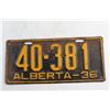 Image 2 : 1936 Alberta License Plate