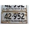Image 3 : Pair of 1949 Alberta License Plate